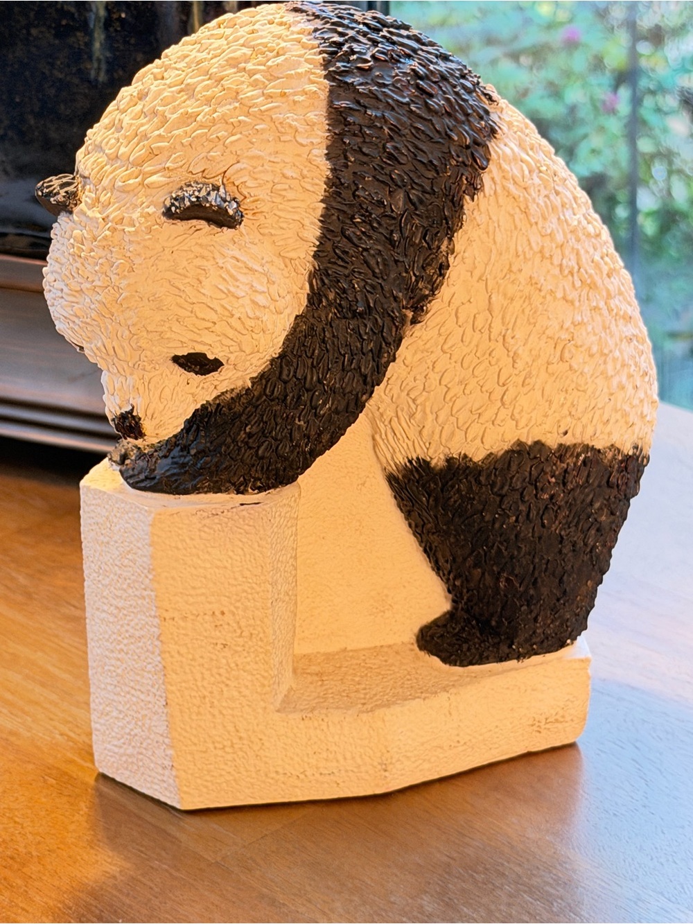 Black & White Panda Sculpture Home Art Accent